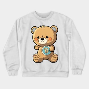 Cartoon Teddy Bear with a Bitcoin Coin - A Must-Have for Cryptocurrency Fans! Crewneck Sweatshirt